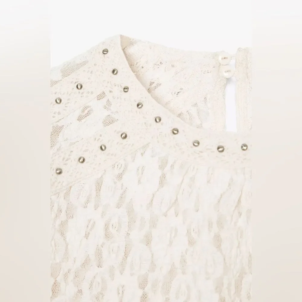 ZARA BOHO STUDDED LACE TOP